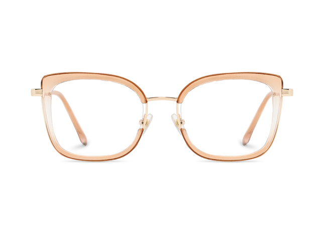 Riley Champagne/Gold Square Glasses-Front Unfolded View 2