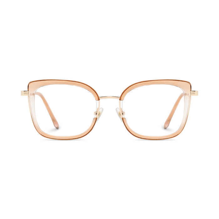 Riley Champagne/Gold Square Glasses-Front Unfolded View 2