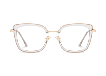 Riley Crystal Grey/Gold Square Glasses-Front Unfolded View 2