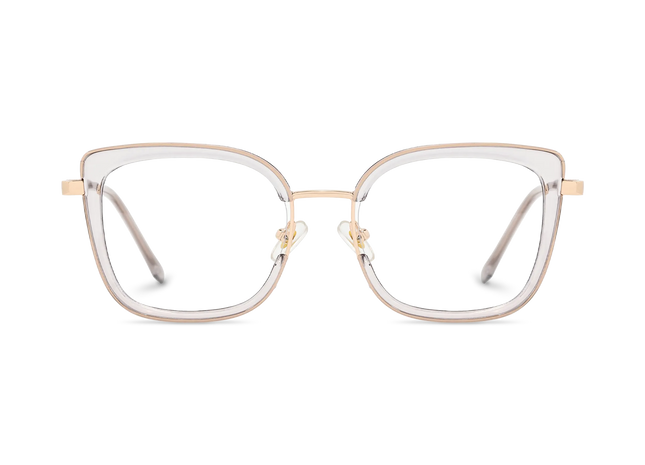 Riley Crystal Grey/Gold Square Glasses-Front Unfolded View 2