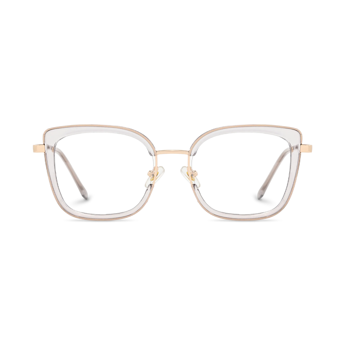 Riley Crystal Grey/Gold Square Glasses-Front Unfolded View 2