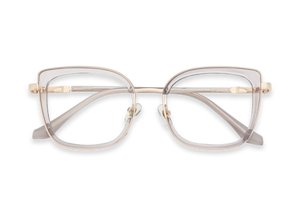 Riley Crystal Grey/Gold Square Glasses-Front View 1