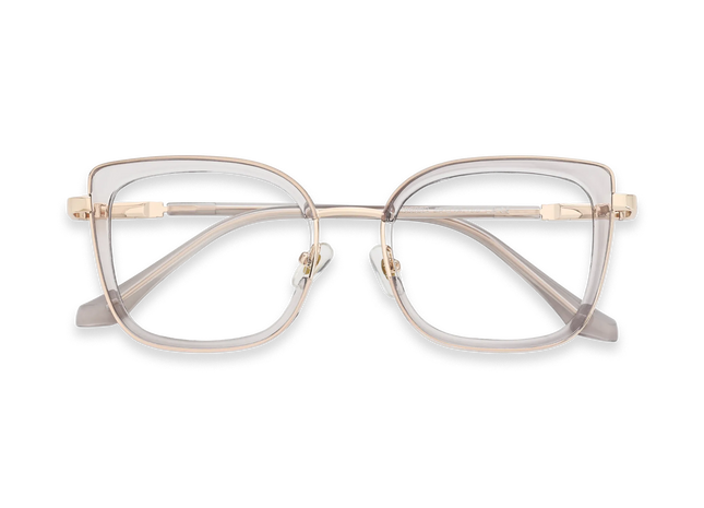 Riley Crystal Grey/Gold Square Glasses-Front View 1