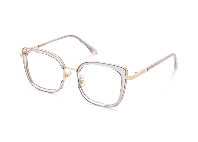 Riley Crystal Grey/Gold Square Glasses-Side Angle View 3