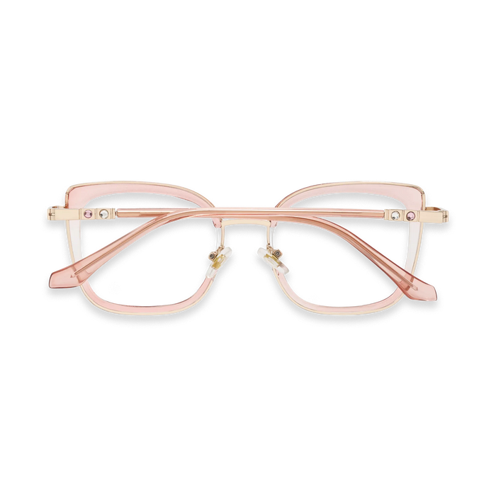 Riley Crystal Pink Gradient/Gold Square Glasses-Back View 5