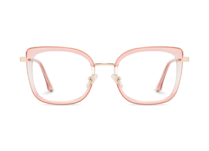 Riley Crystal Pink Gradient/Gold Square Glasses-Front Unfolded View 2