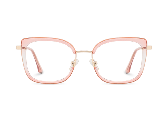 Riley Crystal Pink Gradient/Gold Square Glasses-Front Unfolded View 2