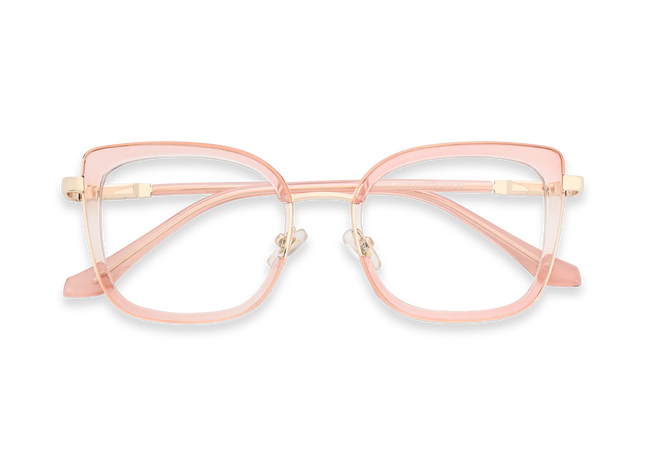 Riley Crystal Pink Gradient/Gold Square Glasses-Front View 1