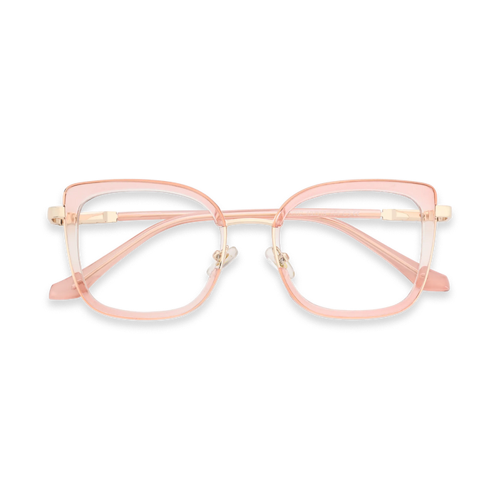 Riley Crystal Pink Gradient/Gold Square Glasses-Front View 1