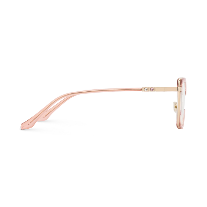 Riley Crystal Pink Gradient/Gold Square Glasses-Side View 4