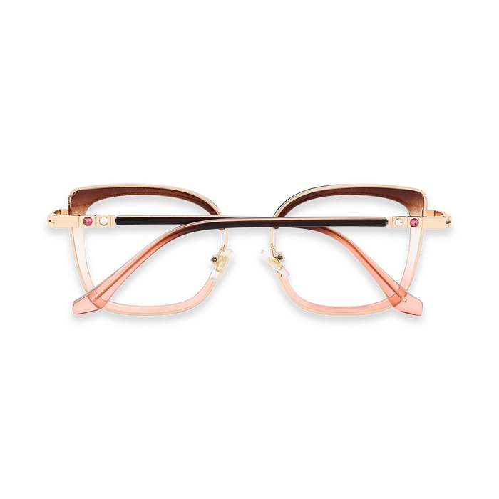 Riley Dark Brown to Pink/Gold Square Glasses-Back View 5
