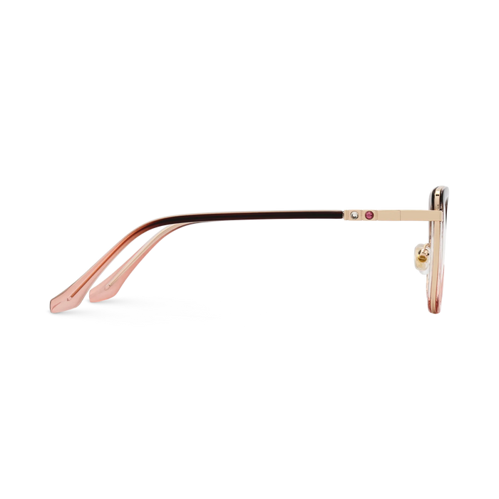 Riley Dark Brown to Pink/Gold Square Glasses-Side View 4
