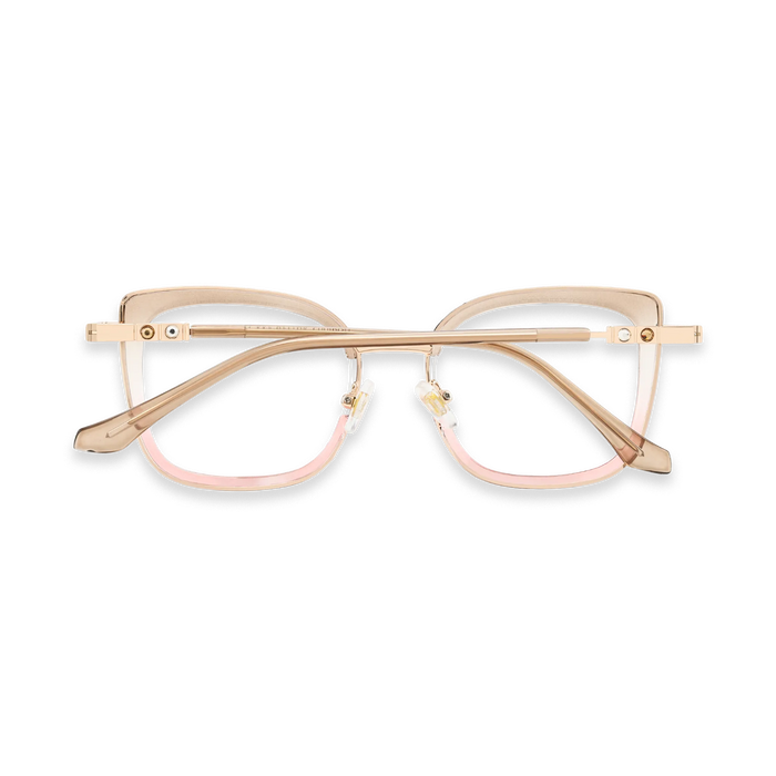 Riley Light Brown to Pink/Gold Square Glasses-Back View 5