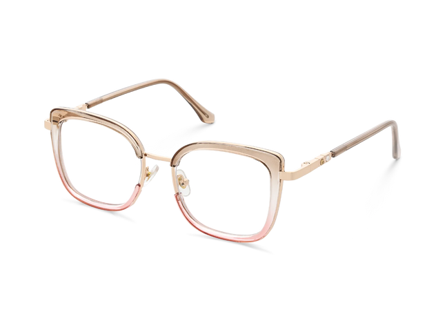Riley Light Brown to Pink/Gold Square Glasses-Side Angle View 3