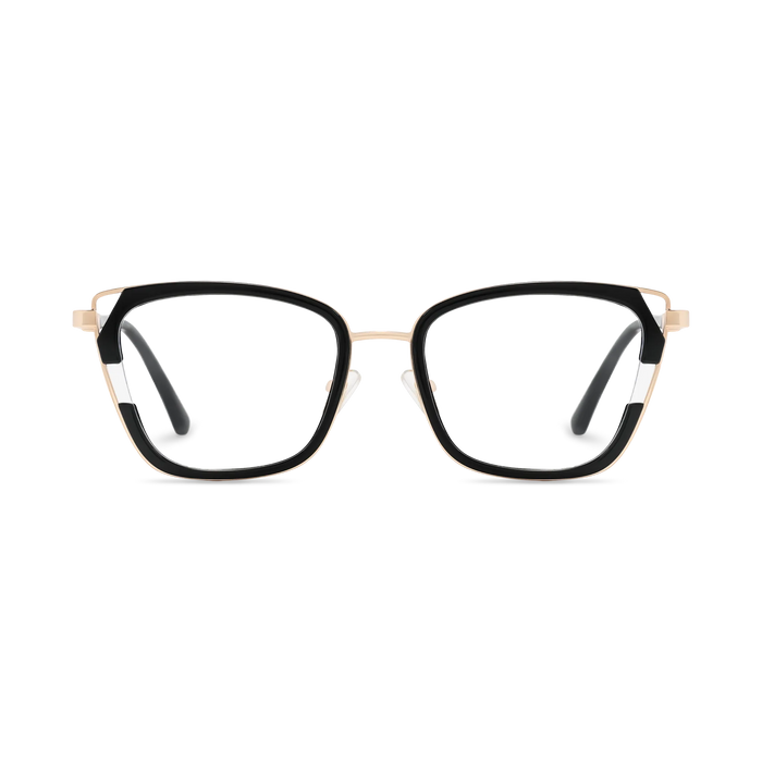 Scarlett Gold/Black Square Glasses-Front Unfolded View 2