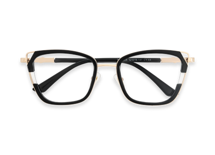 Scarlett Gold/Black Square Glasses-Front View 1