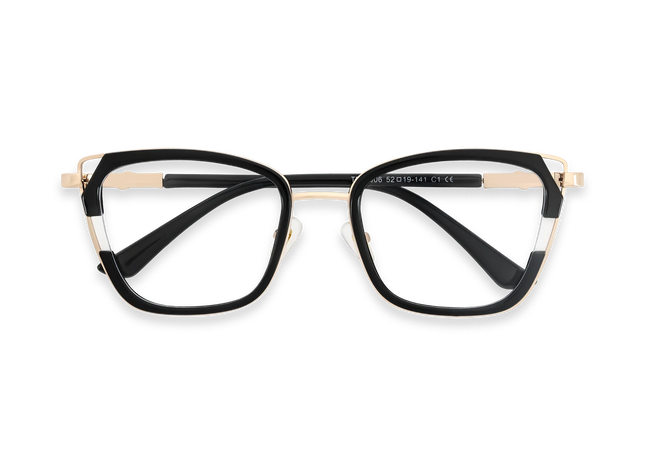Scarlett Gold/Black Square Glasses-Front View 1