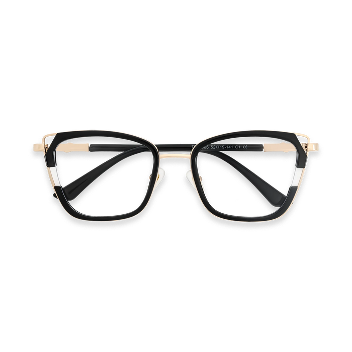 Scarlett Gold/Black Square Glasses-Front View 1