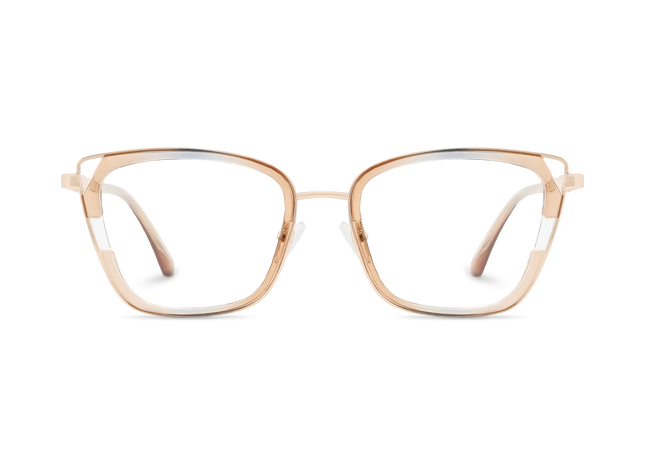 Scarlett Gold/Champagne Square Glasses-Front Unfolded View 2