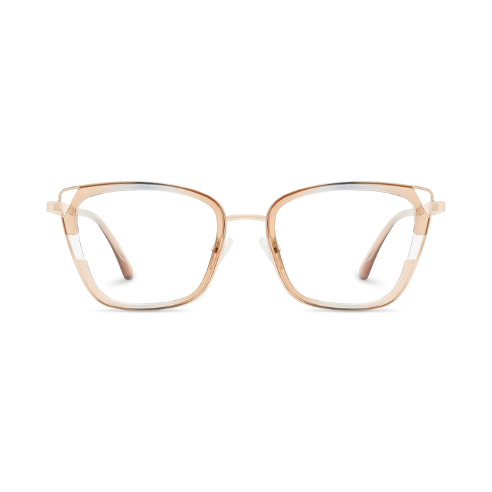 Scarlett Gold/Champagne Square Glasses-Front Unfolded View 2