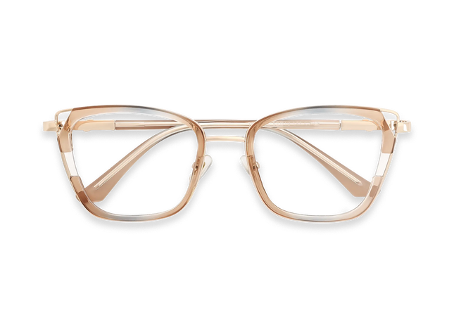 Scarlett Gold/Champagne Square Glasses-Front View 1