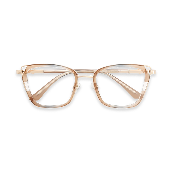 Scarlett Gold/Champagne Square Glasses-Front View 1