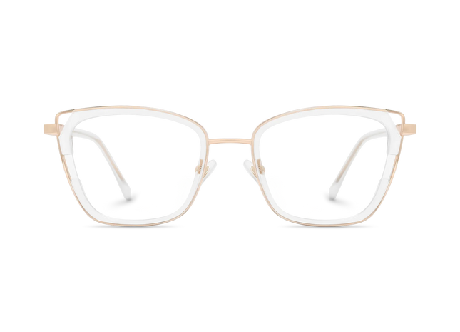 Scarlett Gold/Clear Square Glasses-Front Unfolded View 2