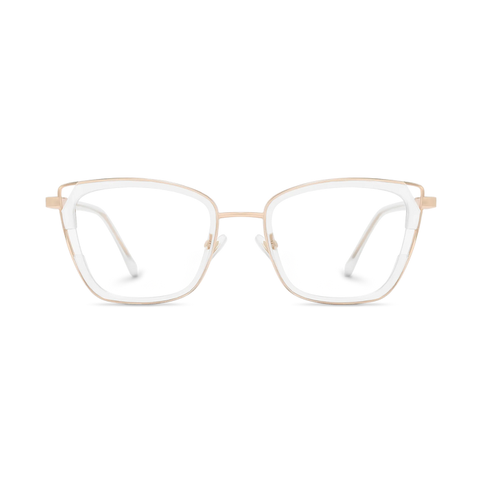 Scarlett Gold/Clear Square Glasses-Front Unfolded View 2