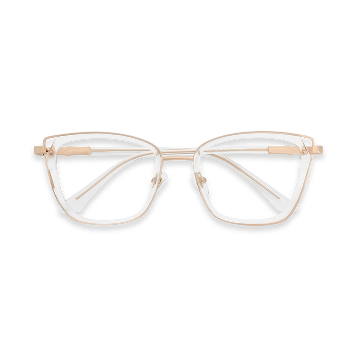 Scarlett Gold/Clear Square Glasses-Front View 1