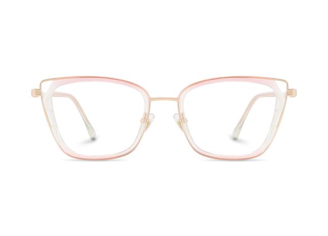 Scarlett Gold/Crystal Pink Square Glasses-Front Unfolded View 2