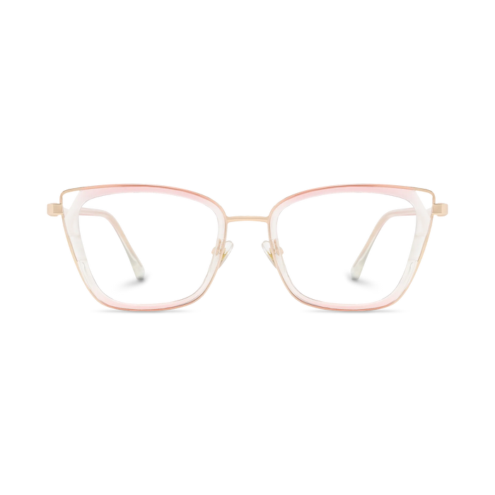 Scarlett Gold/Crystal Pink Square Glasses-Front Unfolded View 2