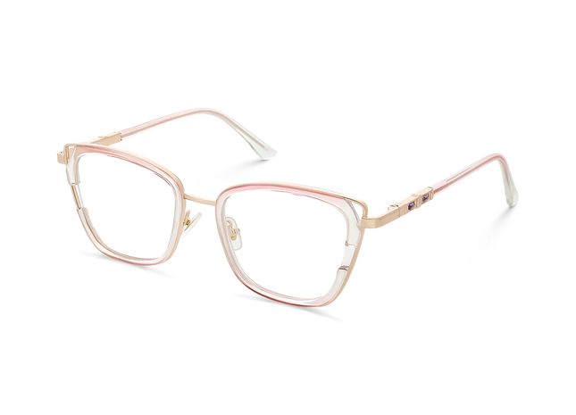 Scarlett Gold/Crystal Pink Square Glasses-Side Angle View 3