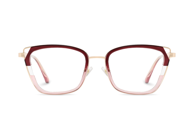 Scarlett Gold/Red Square Glasses-Front Unfolded View 2
