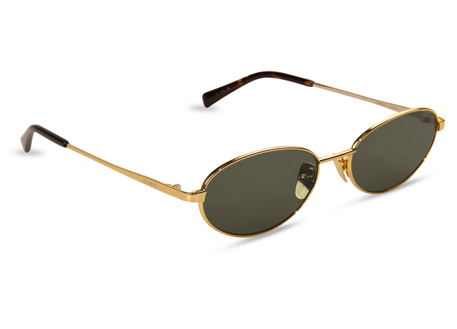 Shena gold dark tortoise brown frame green lens 2