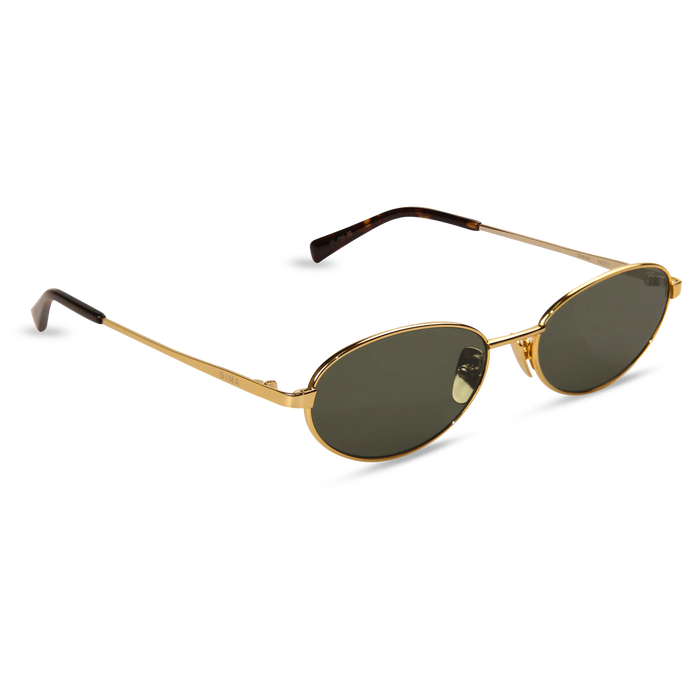 Shena gold dark tortoise brown frame green lens 2