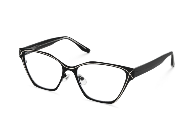 Sutton Black & Silver Square Glasses 3