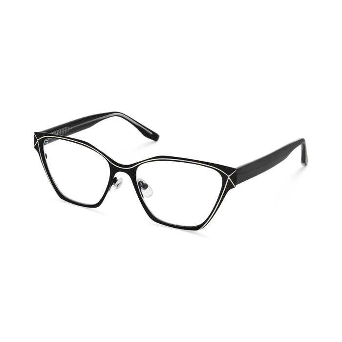 Sutton Black & Silver Square Glasses 3
