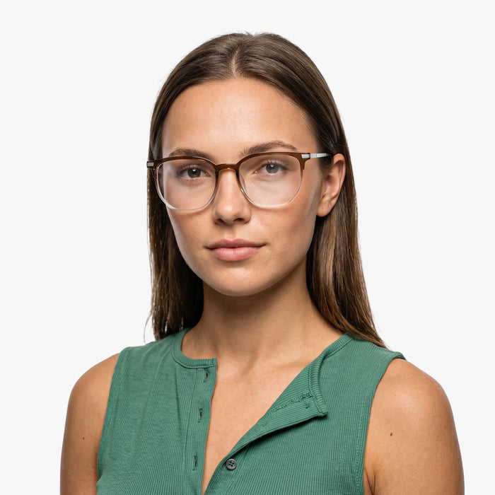 Tadeo Clear Brown Green/Silver Glasses Model Pic 3