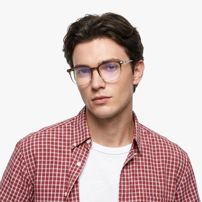 Tadeo Clear Brown Green/Silver Glasses Model Pic 4