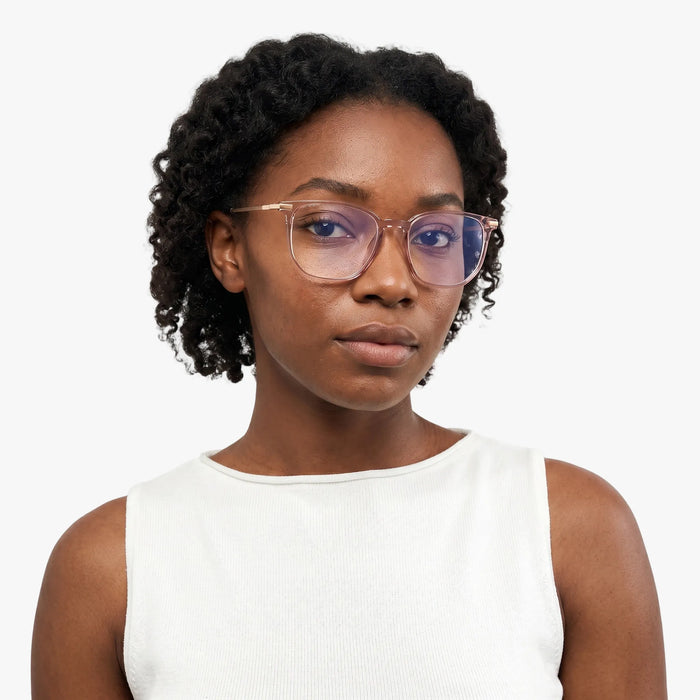 Tadeo Clear Grey Pink/Rose Gold Glasses Model Pic 3