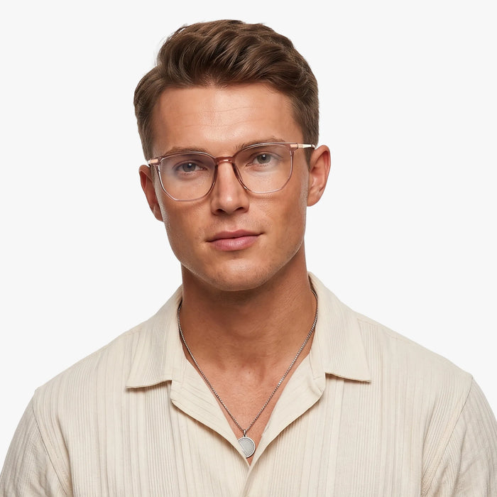 Tadeo Clear Grey Pink/Rose Gold Glasses Model Pic 5