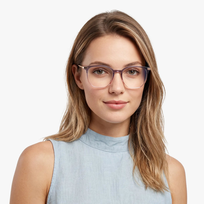 Tadeo Clear Purple Pink/Rose Gold Glasses Model Pic 4